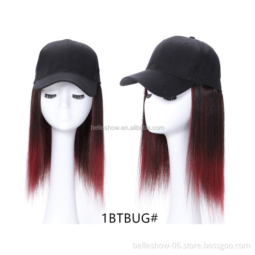 Hot sell human hair long straight hair hat wig bobo head baseball hat wig short straight wig head cover black baseball hair